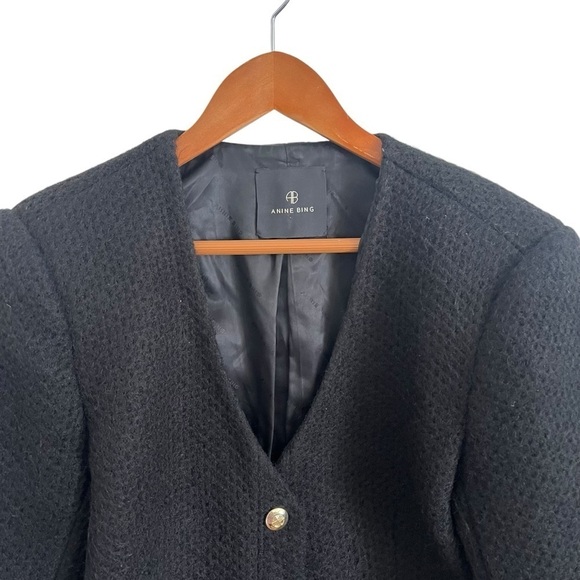 ANINE BING Anitta Black Boucle Tweed Jacket with Gold Buttons - Picture 5 of 11